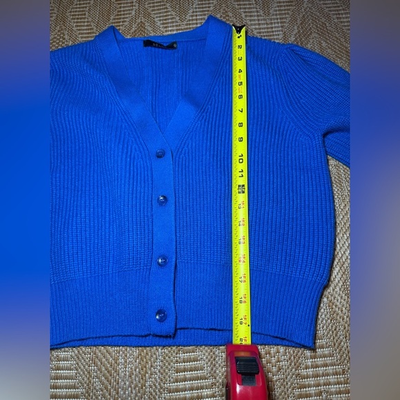 DELUC Bright Blue Button Cardigan Sweater,3/4 Sleeves,Women,Size L - Picture 5 of 9